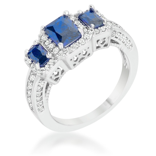 JGI  Rita 2.3Ct Sapphire Cz Rhodium Classic Trio Ring In Multicolor