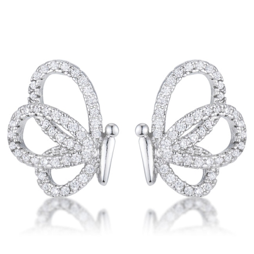 JGI  .45 Ct Cz Butterfly Stud Earrings In Multicolor