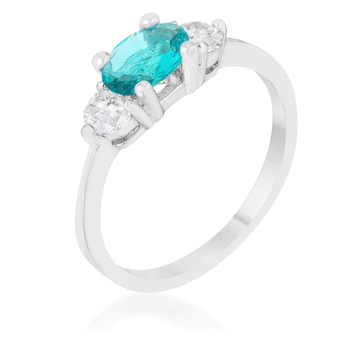 JGI  Mariah 1.2Ct Cz Rhodium Aqua Simple Classic Ring In Multicolor