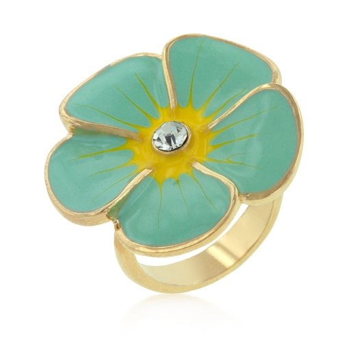 JGI  Enamel Large Floral Ring In Light Blue