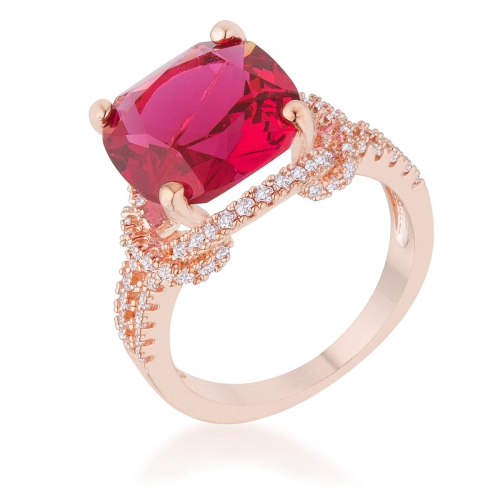 JGI  Charlene 6.2Ct Ruby Cz Rose Classic Statement Ring In Gold