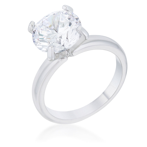 Bague solitaire rhodium classique 4,4ct mm avec zircon cubique Hanna
