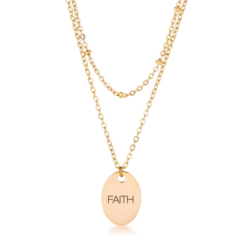 JGI  18K Plated Double Chain Faith Necklace In Gold