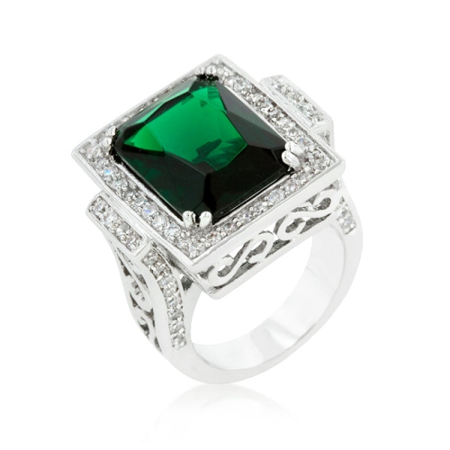 JGI  Emerald Classic Cocktail Ring In Green