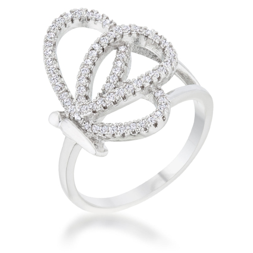 JGI  Bea 0.4Ct Cz Rhodium Pave Butterfly Ring In Multicolor