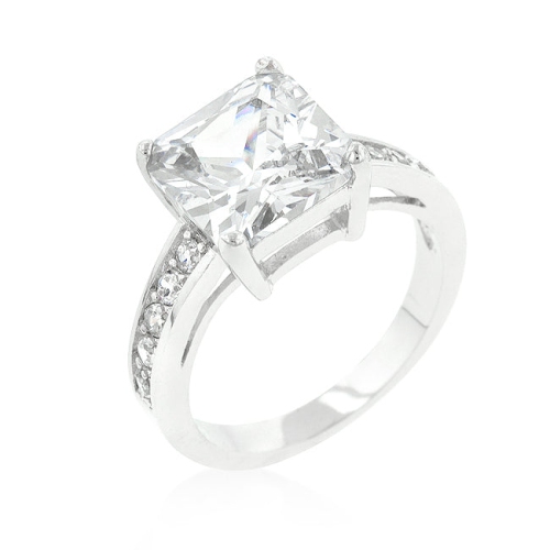 JGI  Classic Princess Cut Raised Pave Engagement Ring In Multicolor