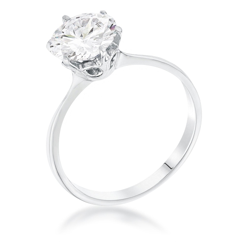 JGI  2 Carat Single Stone Cz Rhodium Classic Solitaire Ring In Multicolor