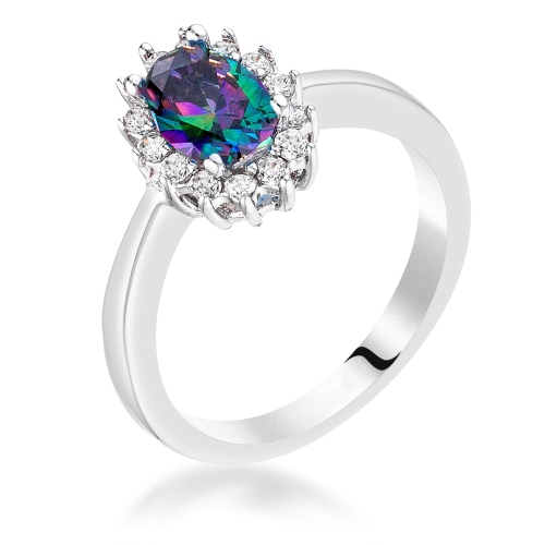 JGI  Mystic Cz Petite Oval Ring In Multicolor