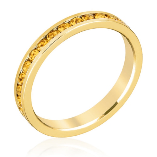 JGI  Stylish Stackables Crystal Gold Ring In Yellow