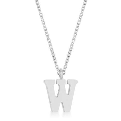 Collier initial en acier inoxydable et rhodium d'Elaina
