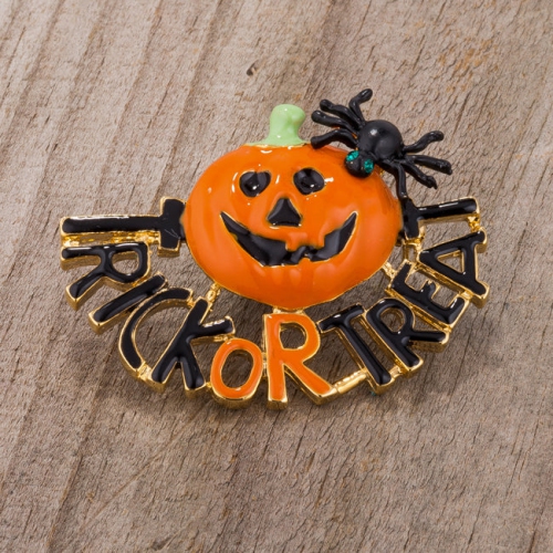 Broche-lanterne avec cristaux Jack-O'-Lantern