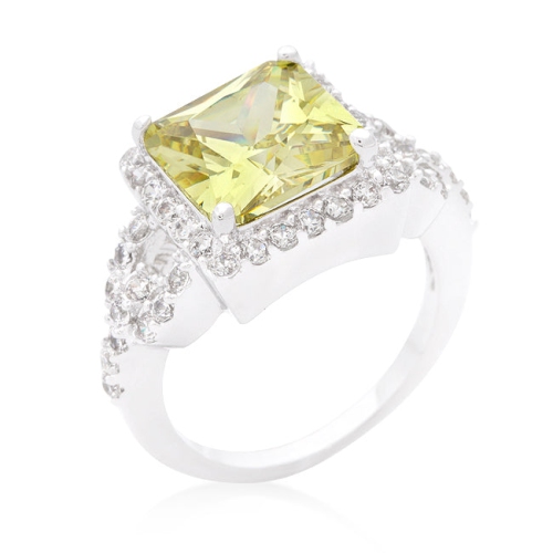 JGI  Halo Style Princess Cut Peridot Cocktail Ring In Multicolor