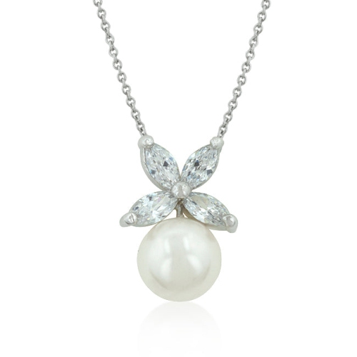 JGI  Butterfly Pearl Pendant In White