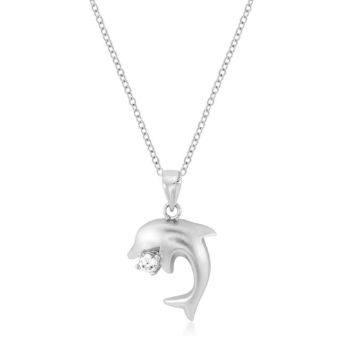 Pendentif dauphin en rhodium mat