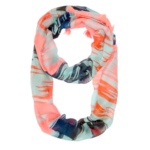 Shira Zebra Infinity Scarf With Tassle Fringe