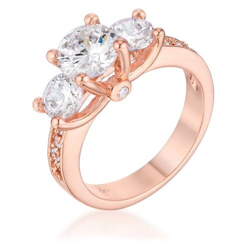 JGI  Dazzling Three Stone Engagement Ring With Cz In Multicolor