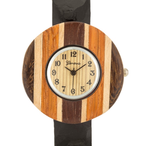 Brenna Wood Inspi Leather Cuff Watch