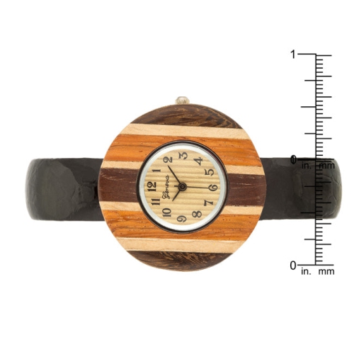 Brenna Wood Inspi Leather Cuff Watch