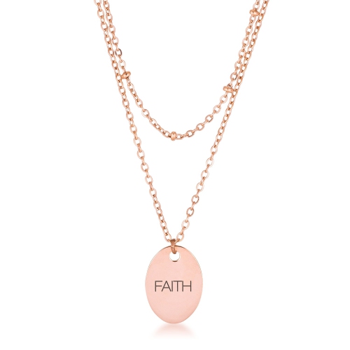 Collier à chaîne double en or rose AVEC PENDENTIF FAITH