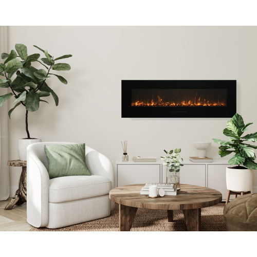 VISTA-BI-72-7-OOB-1 Refurbished(Fair) - Slim Indoor or Outdoor Built-in only Electric Fireplace with a black steel surround