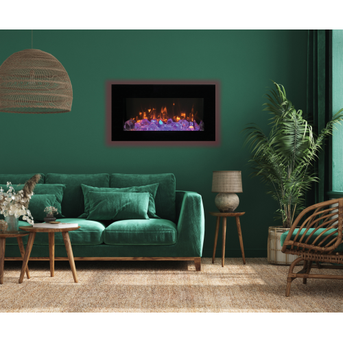 VISTA-BI-72-7-OOB-1 Refurbished(Fair) - Slim Indoor or Outdoor Built-in only Electric Fireplace with a black steel surround