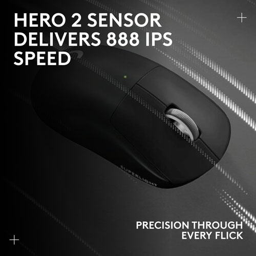 Souris de jeu sans fil à capteur HERO 2 calibre professionnel 60 g de 44 000 ppp taux d'interrogation 8 kHz G PRO X Superlight 2 de Logitech - Noir