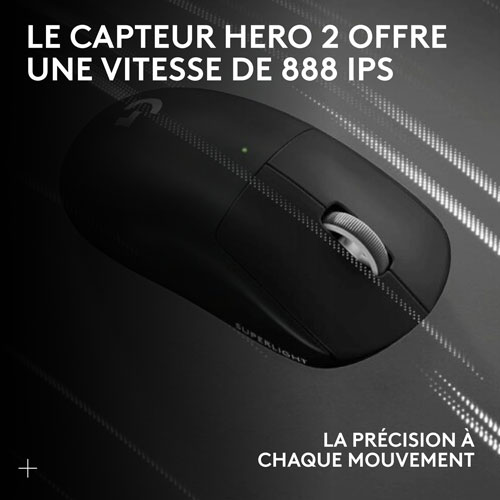 Souris de jeu sans fil à capteur HERO 2 calibre professionnel 60 g de 44 000 ppp taux d'interrogation 8 kHz G PRO X Superlight 2 de Logitech - Noir