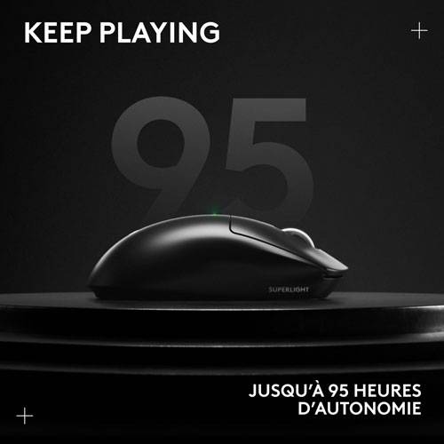 Souris de jeu sans fil à capteur HERO 2 calibre professionnel 60 g de 44 000 ppp taux d'interrogation 8 kHz G PRO X Superlight 2 de Logitech - Noir