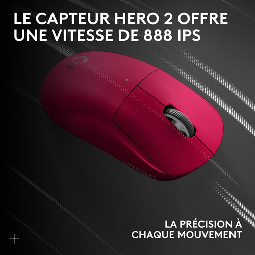 Souris sans fil à capteur HERO 2 calibre professionnel 60 g de 44 000 ppp taux d'interrogation 8 kHz G PRO X Superlight 2 de Logitech - Magenta -