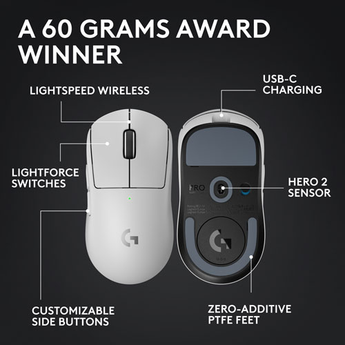 Logitech PRO X SUPERLIGHT2 ホワイト ロジクールG PRO X 2 Superlight Wireless Gaming Mouse