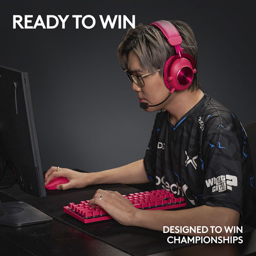 Clavier de jeu mécanique rétroéclairé Bluetooth à touches tactiles sans pavé numérique G PRO X LIGHTSPEED de Logitech - Magenta - Anglais -