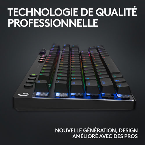 Clavier de jeu mécanique rétroéclairé Bluetooth à touches à clic sans pavé numérique G PRO X LIGHTSPEED de Logitech