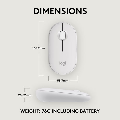 Logitech Pebble 2 M350s 4000 DPI Bluetooth Optical Mouse - Tonal White
