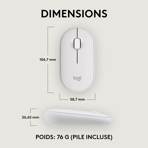 Logitech Pebble 2 M350s 4000 DPI Bluetooth Optical Mouse - Tonal White