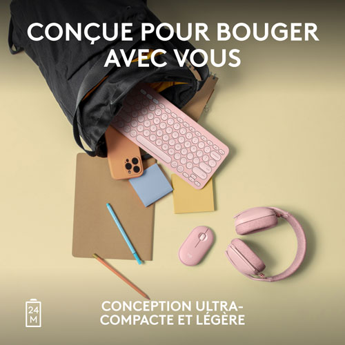 Souris optique Bluetooth de 4000 ppp Pebble 2 M350s de Logitech - Rose tonal
