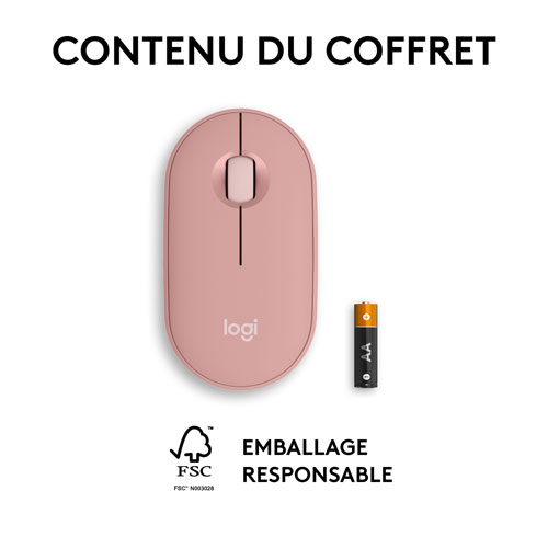 Souris optique Bluetooth de 4000 ppp Pebble 2 M350s de Logitech - Rose tonal
