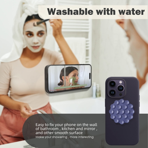 (4 in 1) Silicone Suction Cups Phone Case Adhesive Mount Compatible for All iPhone and Android Cellphones, Strong Adhesion Holder for Selfies and