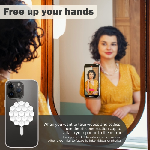 (4 in 1) Silicone Suction Cups Phone Case Adhesive Mount Compatible for All iPhone and Android Cellphones, Strong Adhesion Holder for Selfies and