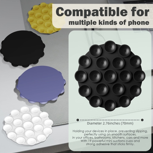 (4 in 1) Silicone Suction Cups Phone Case Adhesive Mount Compatible for All iPhone and Android Cellphones, Strong Adhesion Holder for Selfies and