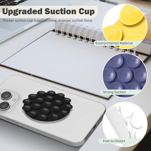 (4 in 1) Silicone Suction Cups Phone Case Adhesive Mount Compatible for All iPhone and Android Cellphones, Strong Adhesion Holder for Selfies and