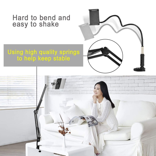 Tablet Stand for Bed,360 Degree Rotating Bed Tablet Mount Holder Stand with Aluminum Arm for iPad,iPhoneXS,N-Switch, Amazon Kindle Fire,or Other 4~11
