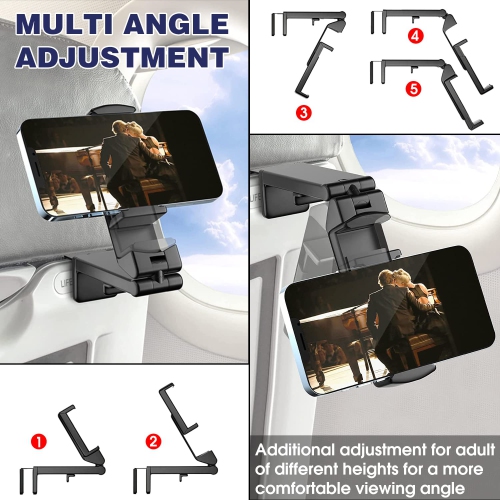 Support de téléphone d'avion Support de voyage accessoire essentiel portable pliable support de téléphone lit de bureau compatible avec iPhone 13 Pro
