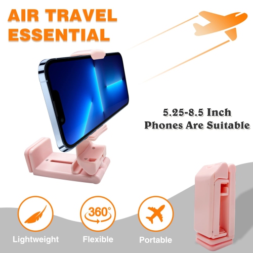 Pink Airplane Phone Holder Flight Stand Travel Essential Accessory Foldable Portable Phone Stand Desk Bed Compatible with iPhone 13 Pro Max Airplane