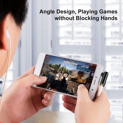 Angle 3.5mm Audio Adapter,1/8 TRRS Stereo Headphone Connector Male to Female Compatible with Headset, Tablets, MP3 Players,Game