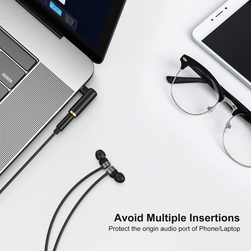 Angle 3.5mm Audio Adapter,1/8 TRRS Stereo Headphone Connector Male to Female Compatible with Headset, Tablets, MP3 Players,Game