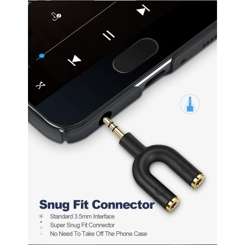 Headphone Splitter, 3.5mm Audio Splitter Adapter, Y Jack Splitter U Shape Connectors 3.5mm Male to 2 Female,Compatible with Headphone,Suitable for