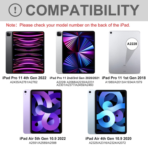 iPad 10.9/11 Keyboard Case Air 5th 4th Generation,Pro 11 1st/2nd/3rd/4th,360° Rotatable Magnetic Case with Pencil Holder,7 Color Backlit Wireless