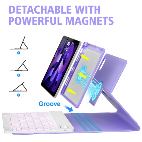 iPad 10.9/11 Keyboard Case Air 5th 4th Generation,Pro 11 1st/2nd/3rd/4th,360° Rotatable Magnetic Case with Pencil Holder,7 Color Backlit Wireless