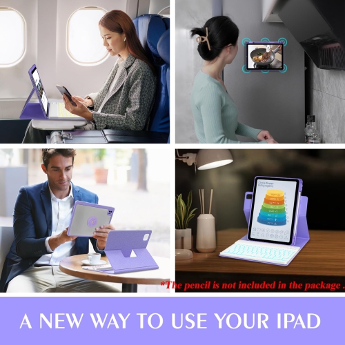 iPad 10.9/11 Keyboard Case Air 5th 4th Generation,Pro 11 1st/2nd/3rd/4th,360° Rotatable Magnetic Case with Pencil Holder,7 Color Backlit Wireless