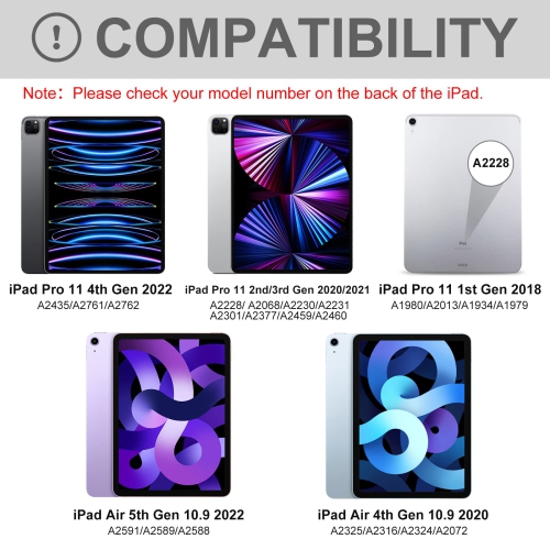 iPad Air 5th 4th Generation Keyboard Case 10.9 inch,Pro 11 1st/2nd/3rd/4th,360° Rotatable Magnetic Case with Pencil Holder,7 Color Backlit Wireless